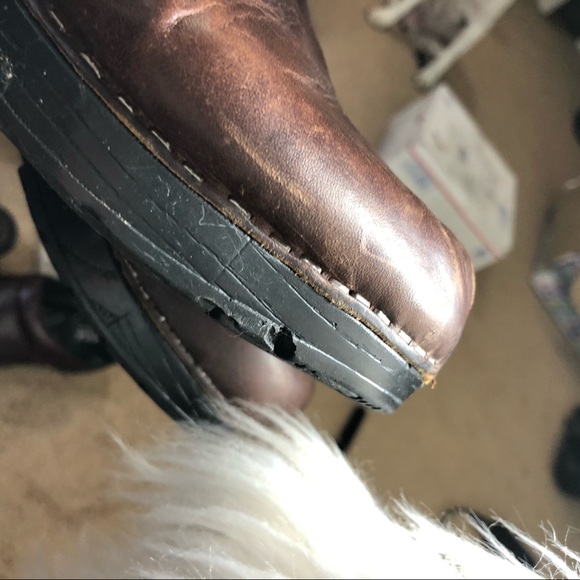 Sanita brown oiled leather slip on nursing professional walking comfort clogs - Picture 9 of 9